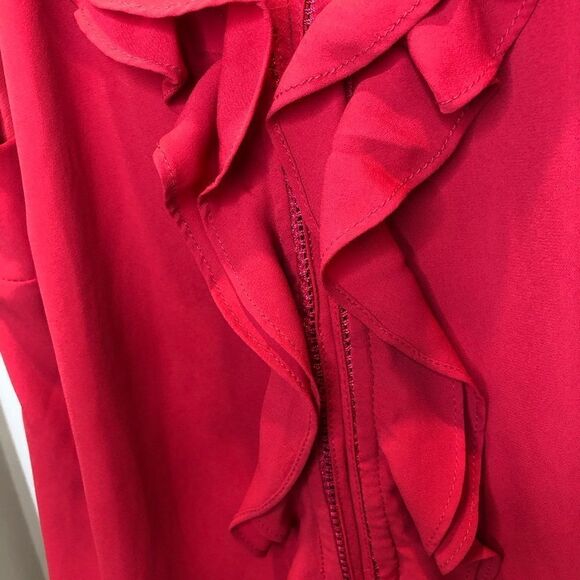 Skies are Blue red/orange ruffle front tank top - Picture 3 of 7